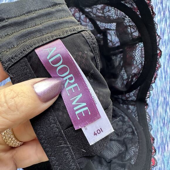 Adore Me Womens Bra 40I Blue Robyn Contour Balconette Lace Underwire Sexy Black - Picture 5 of 5